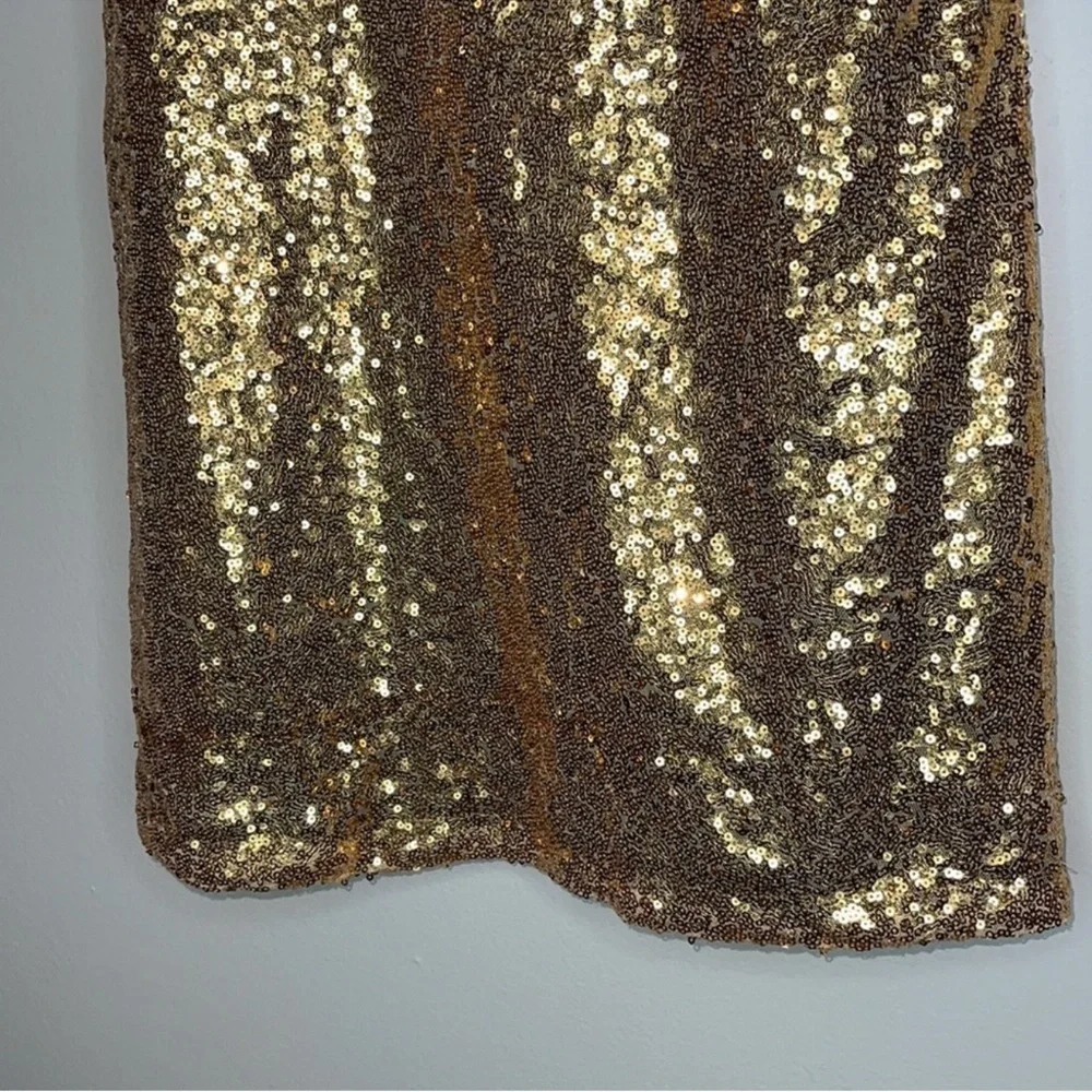 Guess Kids Gold Sequin Sleeveless Formal Shift Dress Size 12 Girls